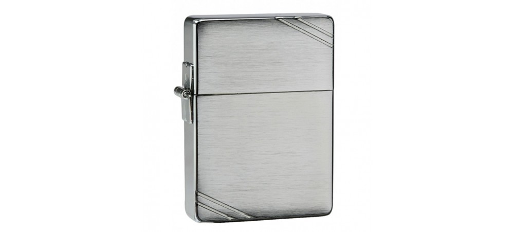 Zippo 1935 Replica with Slashes Windproof Lighter - Brushed Chrome Finish