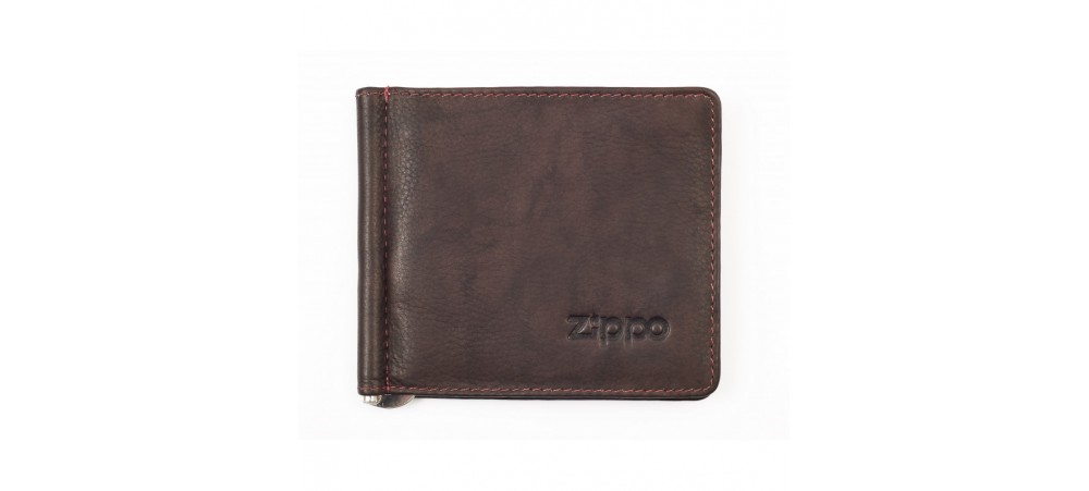 Zippo 2005126 Bi-Fold Money Clip Wallet - Brown 