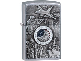 Zippo 24457 Joined Forces US Armed Services Classic Windproof Lighter -  Street Chrome Finish