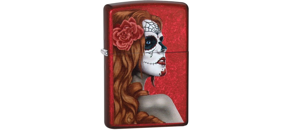 Zippo 28830 Day of the Dead Girl Classic Windproof Lighter - Candy Apple Red