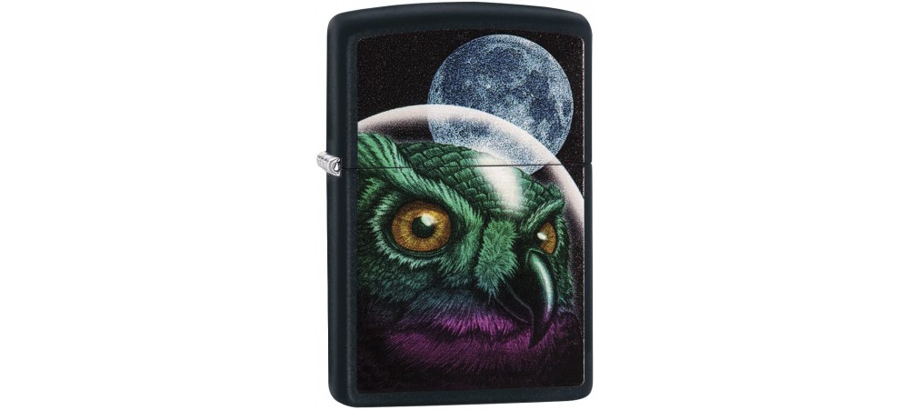 Zippo 29616 Space Owl Classic Windproof Lighter - Black Matte Finish 