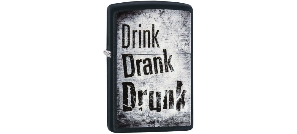 Zippo 29618 Drink, Drank, Drunk Classic Windproof Lighter - Black Matte Finish