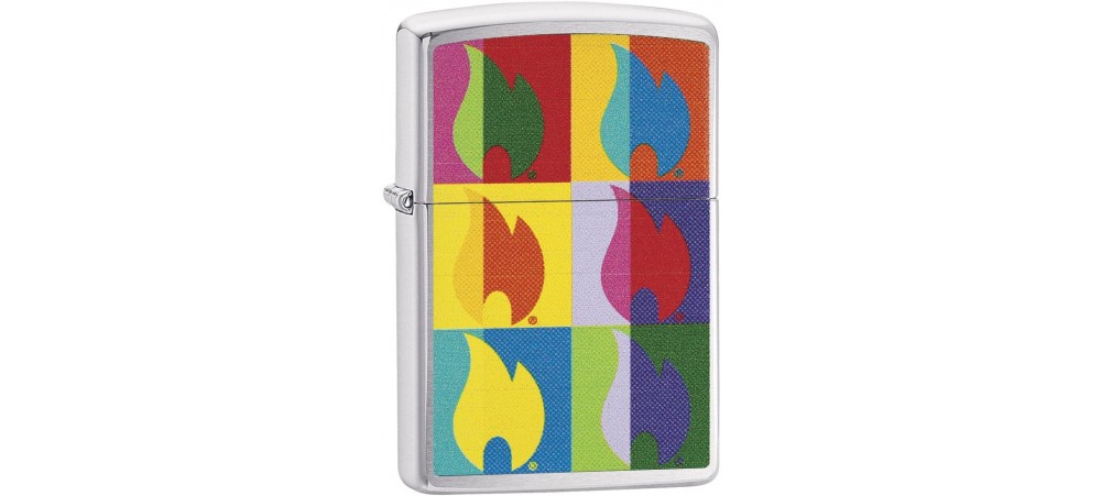 Zippo 29623 Abstract Neon Flame Design Classic Windproof Lighter - Brushed Chrome Finish