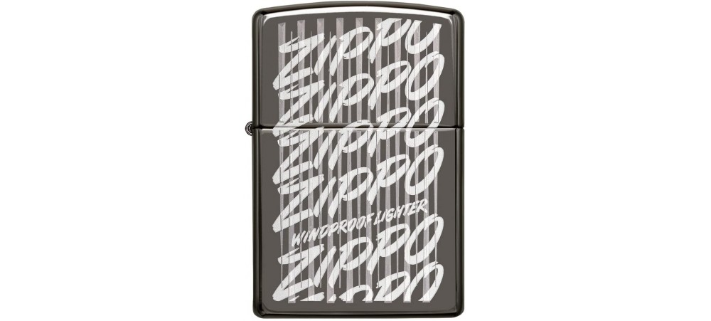 Zippo 29631 Zippo Logo Script Classic Windproof Lighter - Black Ice Finish