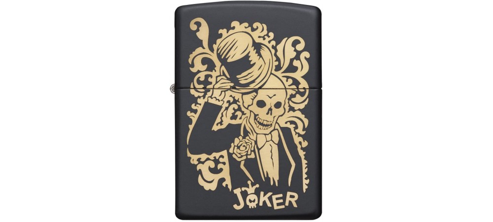 Zippo 29632 Skull Joker Windproof Lighter - Black Matte Finish 