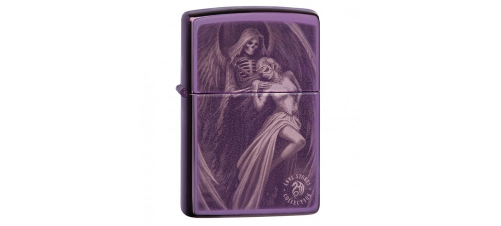 Zippo 29717 Anne Stokes Angel of Death (Dance with Death) Classics Windproof Lighter - High Polish Purple Finish