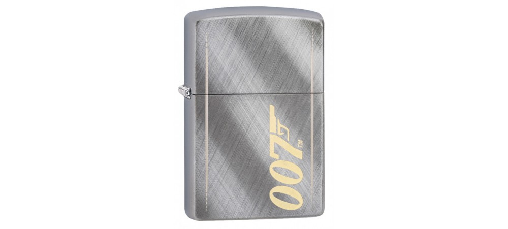 Zippo 29775 James Bond 007 Gun Logo Classic Windproof Lighter - Diagonal Weave Chrome Finish 