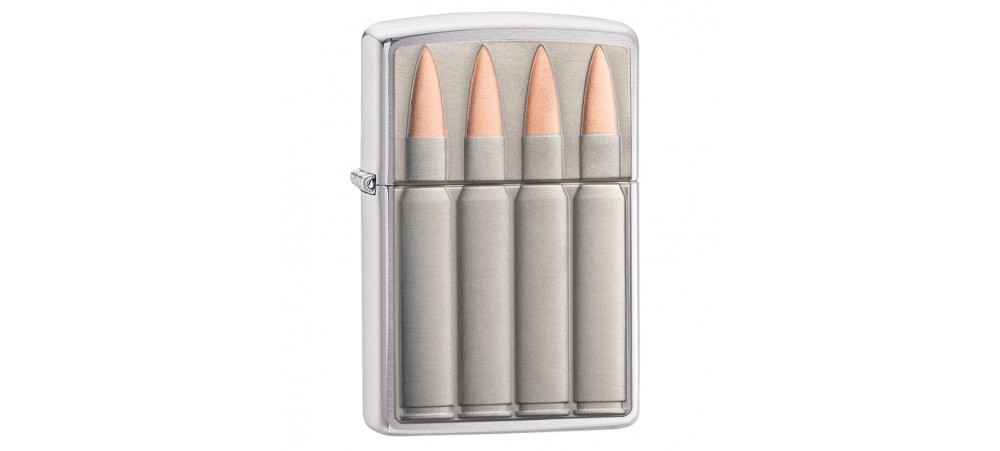 Zippo 29821 Bullets Classic Windproof Lighter - Brushed Chrome Finish