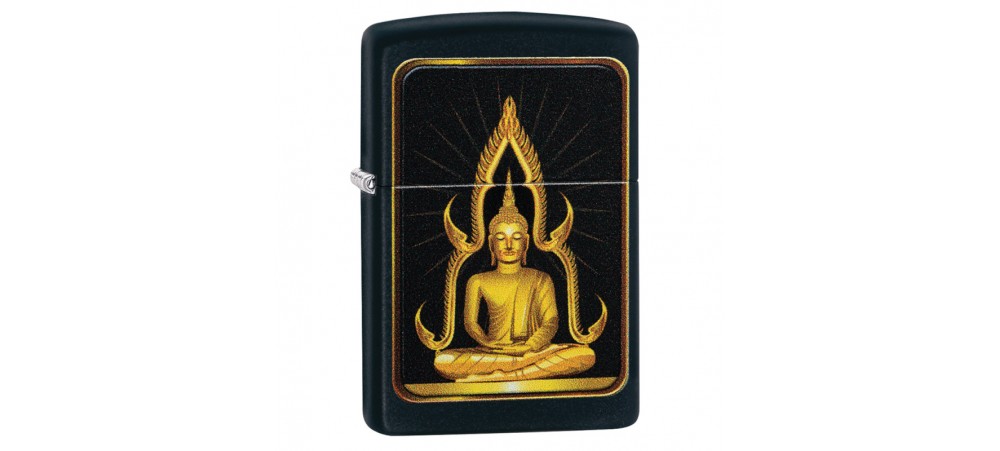 Zippo 29836 Buddha Design Classic Windproof Lighter - Black Matte Finish