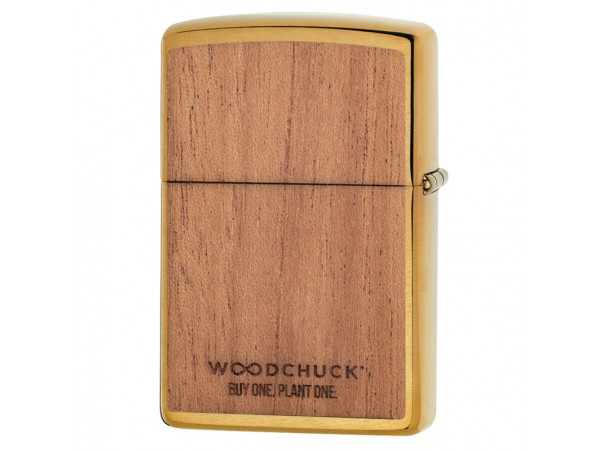 Zippo 29901 Woodchuck USA Mahogany Emblem Brushed Brass Full Size Lighter 