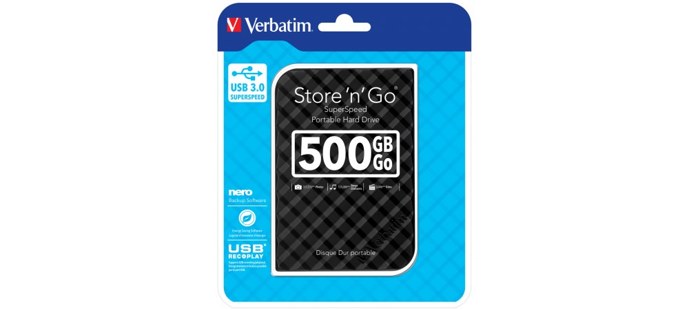 Verbatim Store'n'Go 2.5" (6.35cm) Gen 2 500GB USB 3.0 Black - 53193