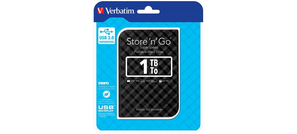 Verbatim Store'n'Go 2.5" (6.35cm) Gen 2 1TB USB 3.0 Black - 53194