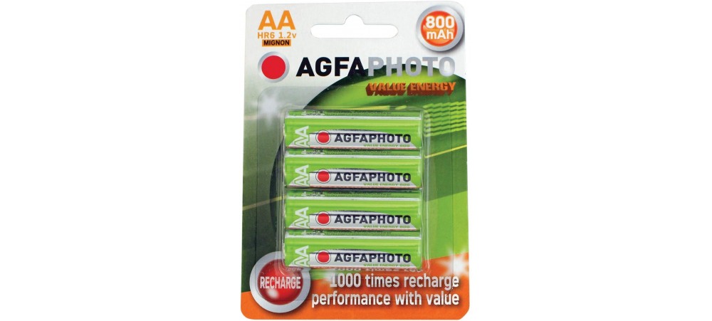 Agfaphoto AA 800mAh NiMH Rechargeable batteries - 4 Pack 