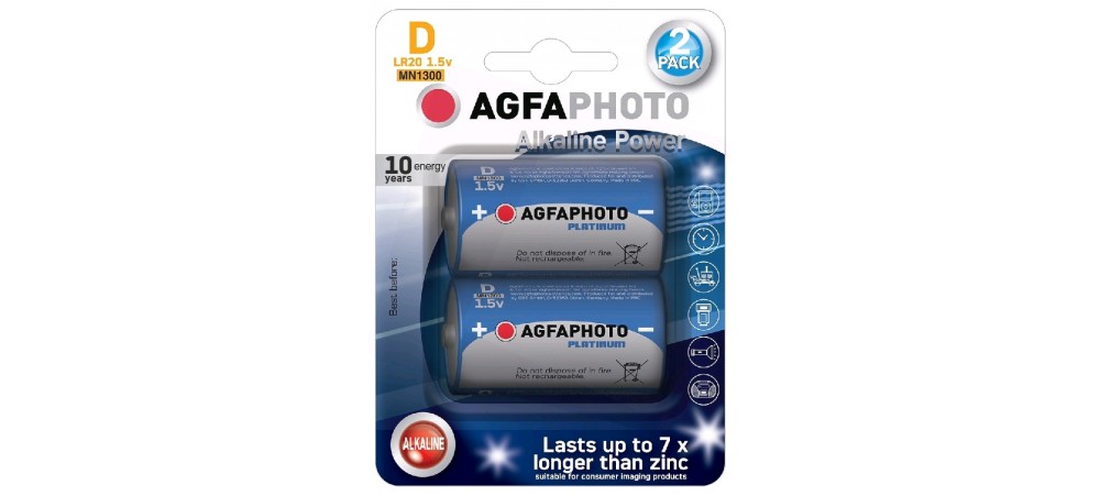 Agfaphoto D size Platinum Extreme Alkaline Batteries - 2 Pack
