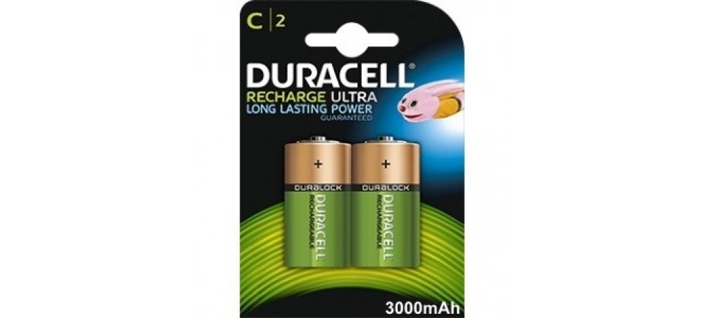 Duracell C Size 3000mAh Rechargeable Batteries  - 2 Pack