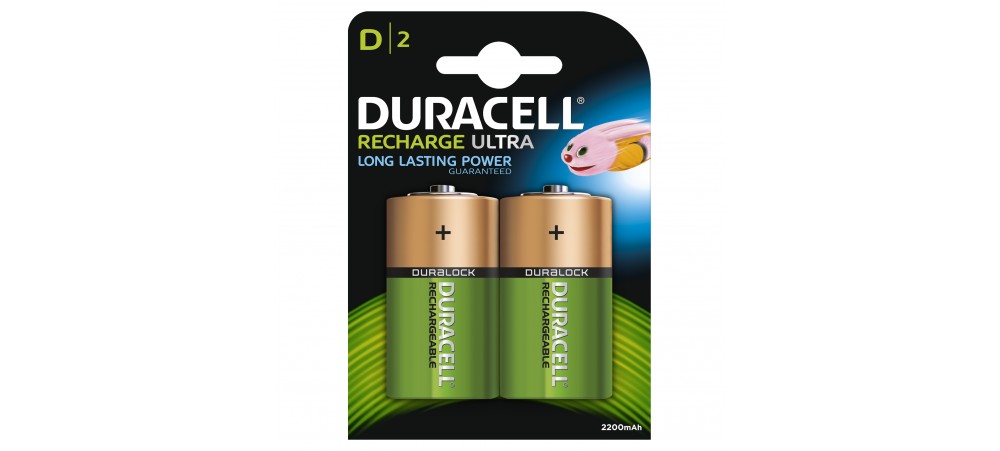 Duracell  D Size 3000mAh Rechargeable Batteries - 2 Pack