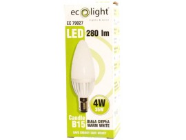 Candle B15 SBC 4W 280 Lumens Warm White Frosted LED Bulb