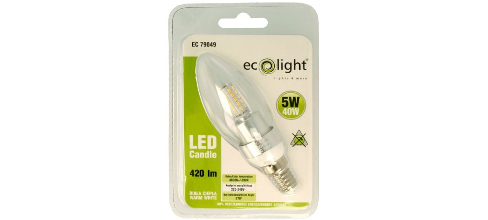 Candle 5W E14 / SES 420 Lumens Warm White LED Bulb