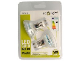 GU10 5W / 40W Warm White 370 Lumens LED Bulbs - Twin Pack