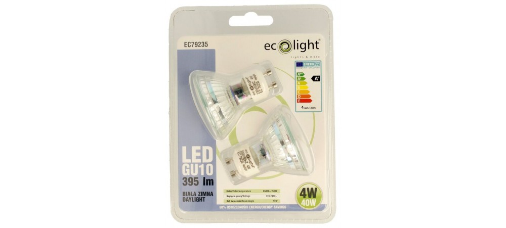 GU10 4W 395 Lumens Daylight LED Twin Pack