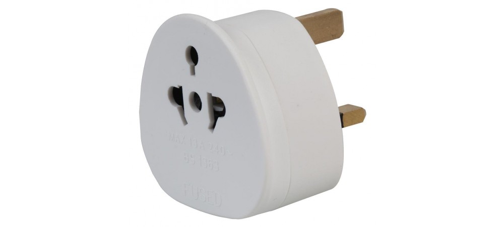 Travel Adapter Plug: Worldwide/European 2 Pin to UK 3 Pin