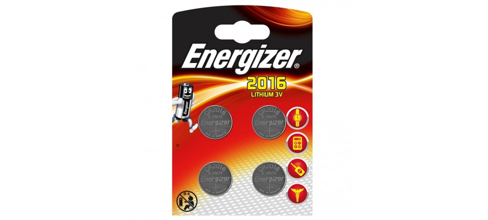 Energizer CR2016 3V Lithium Coin Batteries - 4 Pack