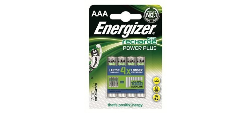 Energizer AAA 700mAh Power Plus Rechargeable Batteries 4 Pack 