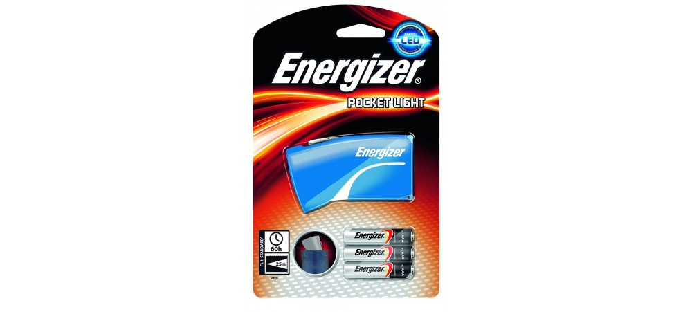 Energizer Pocket LED Torch with 3 AAA batteries - Colour may vary 