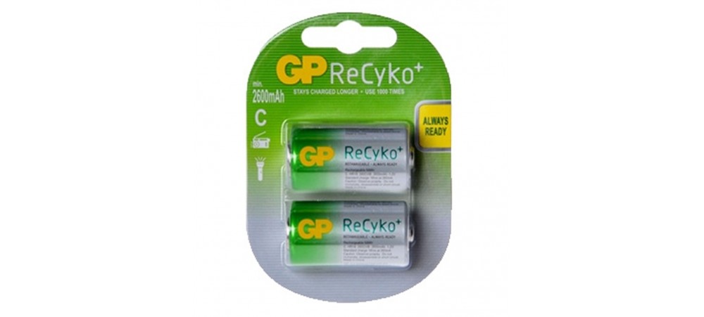 GP C Size 2600mAh ReCyko+ NiMH Rechargeable Batteries - 2 Pack 