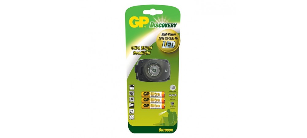 GP Discovery Outdoor LED Headlight LOE208 with 3 Ultra Alkaline AAA