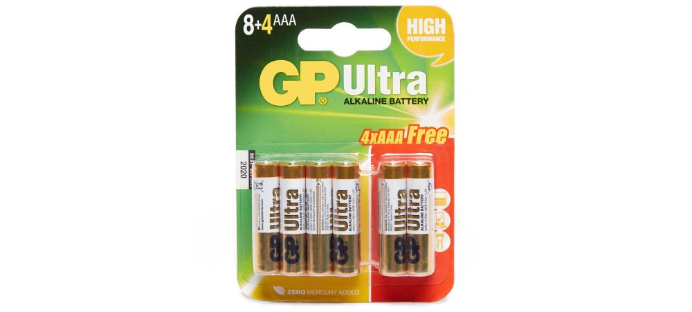 GP AAA Ultra Alkaline Batteries 12 Pack 
