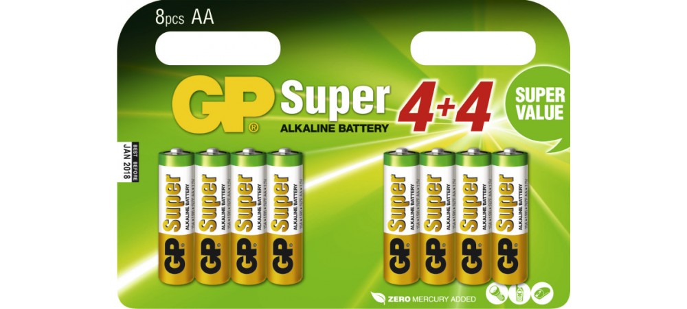 GP AA Super Alkaline Batteries - Pack of 8