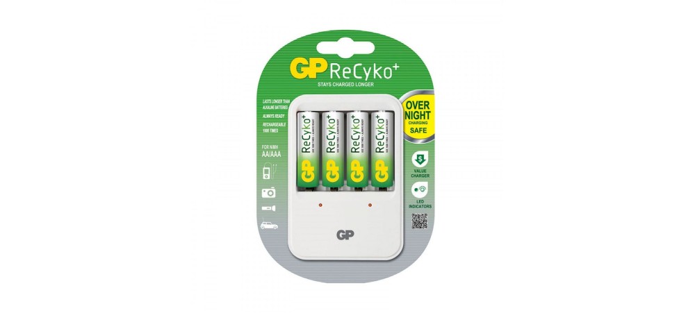 GP PB420 ReCyko+ Battery Charger with 4 AA Batteries