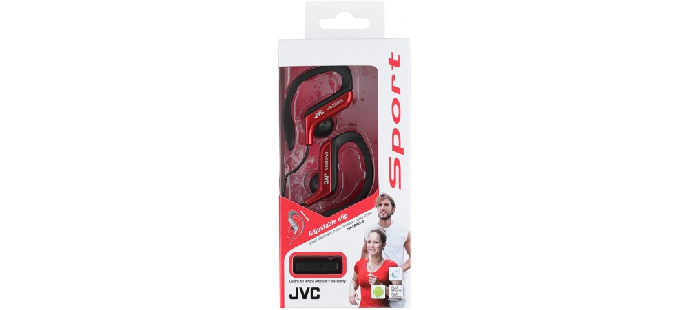 JVC HA-EBR25 In-Ear Sport Adjustable Clip Stereo Headphones - Red