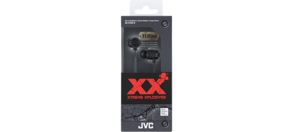 JVC HA-FX102 Xtreme Xplosives Stereo In-Ear Headphones - Extreme Bass - Black / Blue
