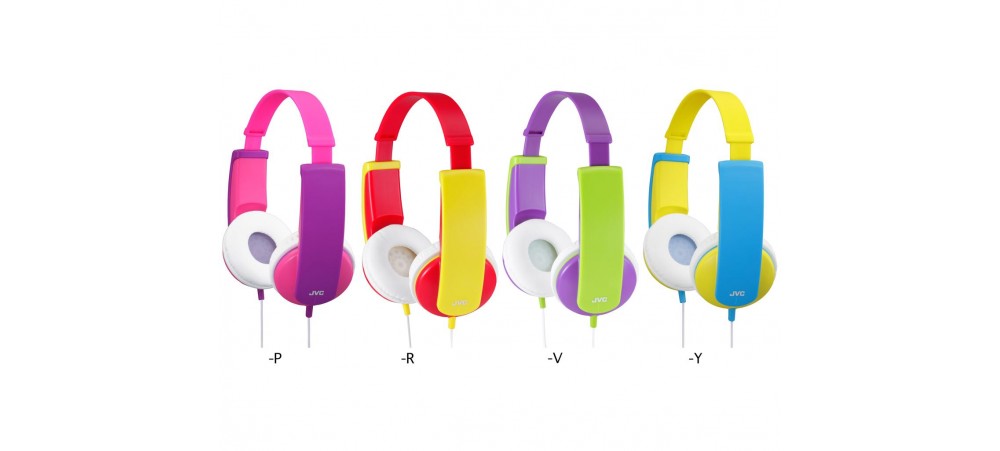 JVC HA-KD5 Tiny Phones Kids On-Ear Headphones with Volume Limitter HA-KD7 - Blue/Red / Pink/Violet / Blue/Yellow 