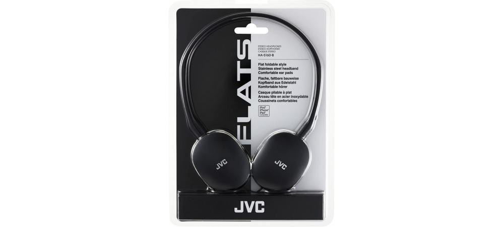 JVC HA-S160 Flats On-Ear Lightweight Headphone - Black / Red