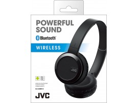 JVC HA-S40BT On-Ear Bluetooth Wireless Foldable Powerful Sound Headphones with Dynamic Deep Bass Boost - Black / White