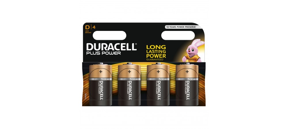 Duracell Plus Power D Size Batteries - 4 Pack 