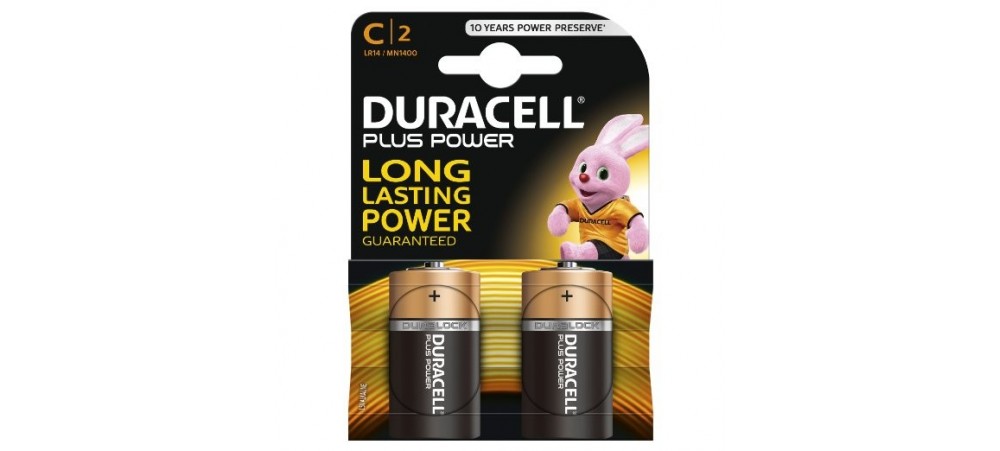 Duracell Plus Power C Size Batteries - 2 Pack