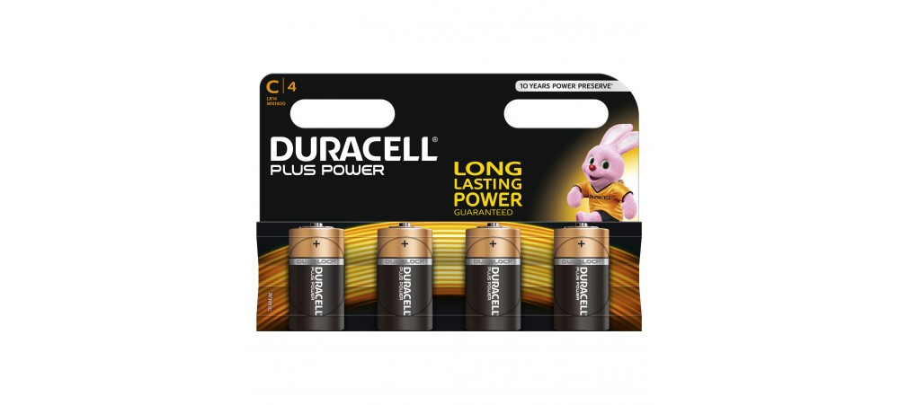 Duracell Plus Power C Size Batteries - 4 Pack