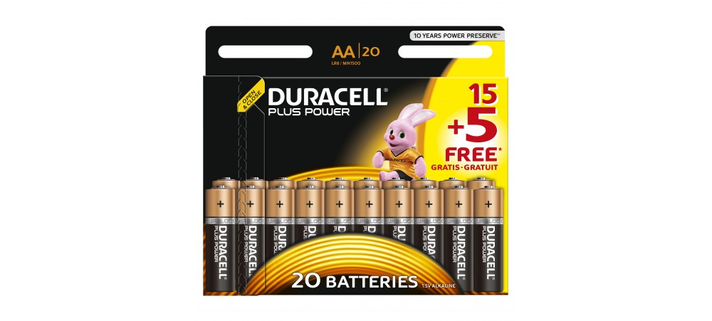 Duracell Plus Power AA Batteries - 20 Pack