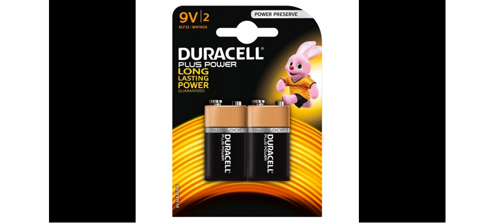 Duracell Plus Power 9V Batteries - 2 Pack