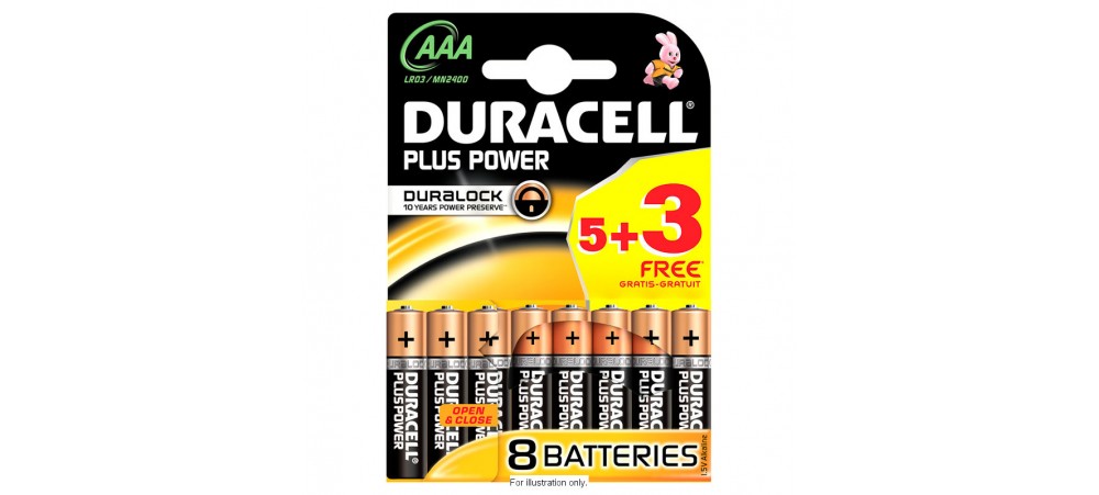Duracell Plus Power AAA Batteries - 8 Pack