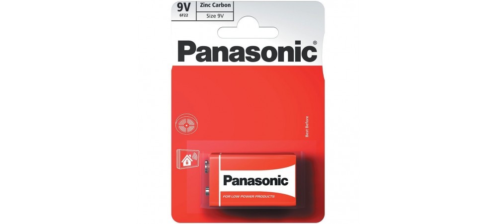 Panasonic 9V 6F22 Zinc Carbon Battery - For use in LOW power products ONLY