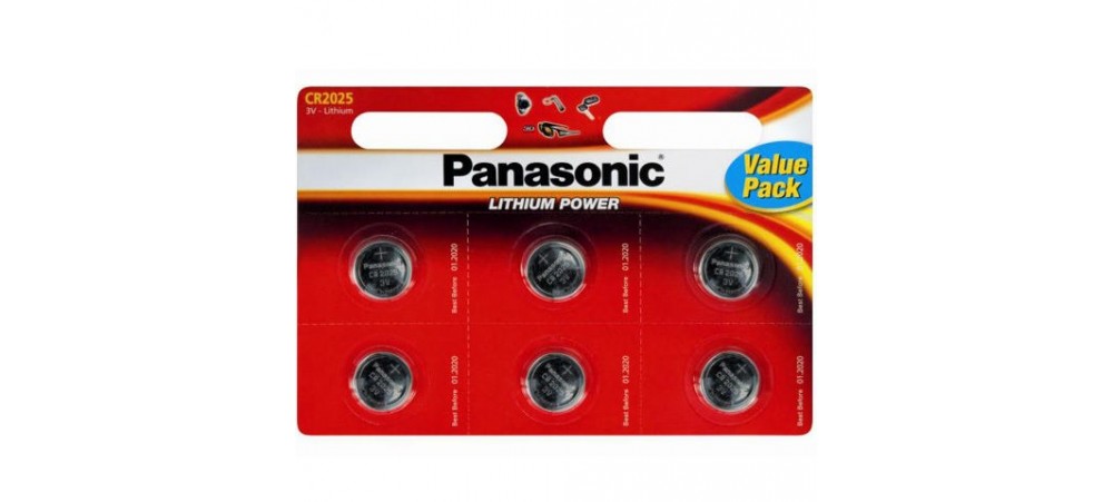 Panasonic CR2025 3V Lithium Coin Batteries - 2 / 6 / 12 Pack