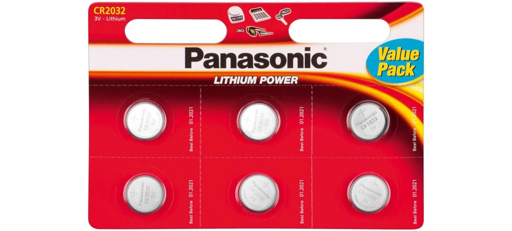 Panasonic CR2032 3V Lithium Coin Batteries - 2 / 6 / 12 Batteries
