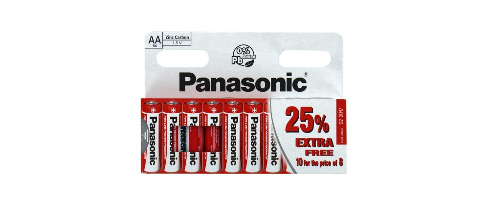 Panasonic AAA Zinc Carbon Batteries - 10 Pack - For use in LOW power products ONLY
