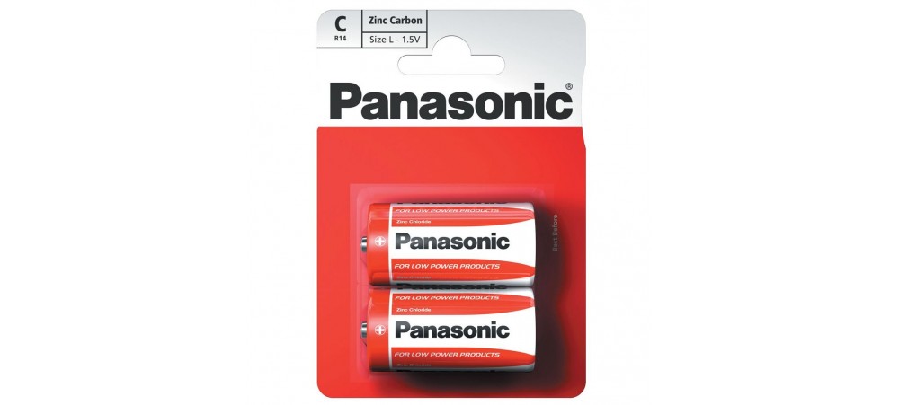 Panasonic C Size R14R Zinc Carbon 2 Batteries - For use in LOW power products ONLY
