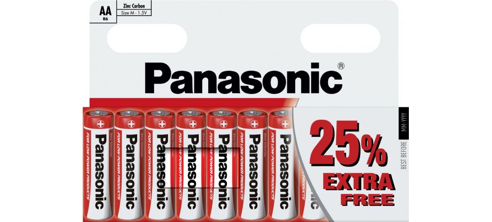 Panasonic AA  Zinc Carbon Batteries - 10 Pack - For use in LOW power products ONLY